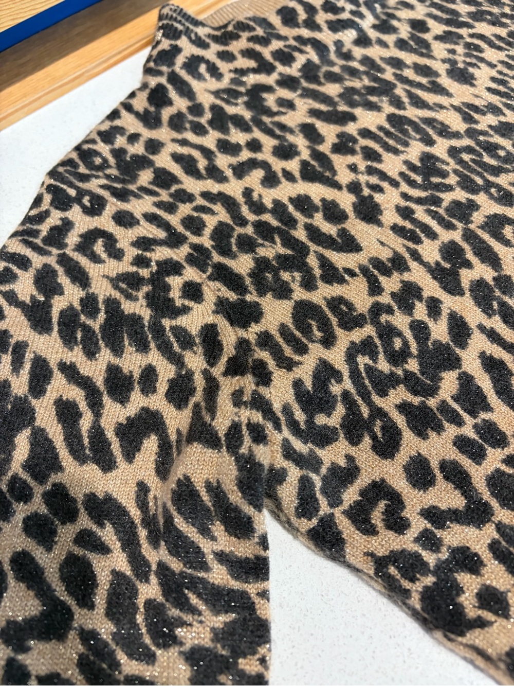Neiman Marcus Cashmere Leopard Print Mock Turtleneck Sweater — Brown and Black - Picture 5 of 7